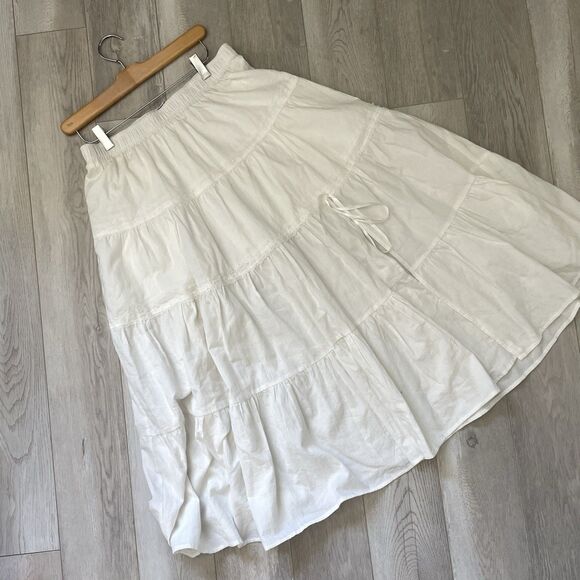 RSQ Dresses & Skirts - Tiered Midi Skirt cotton lace slit womens White (medium) cottagecore boho euro